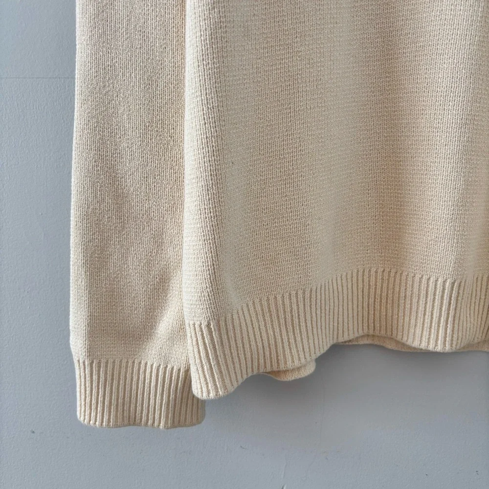 Reformation Brooklyn Organic Cotton Sweater Polo Thick Knit Pullover Cream - Picture 4 of 8